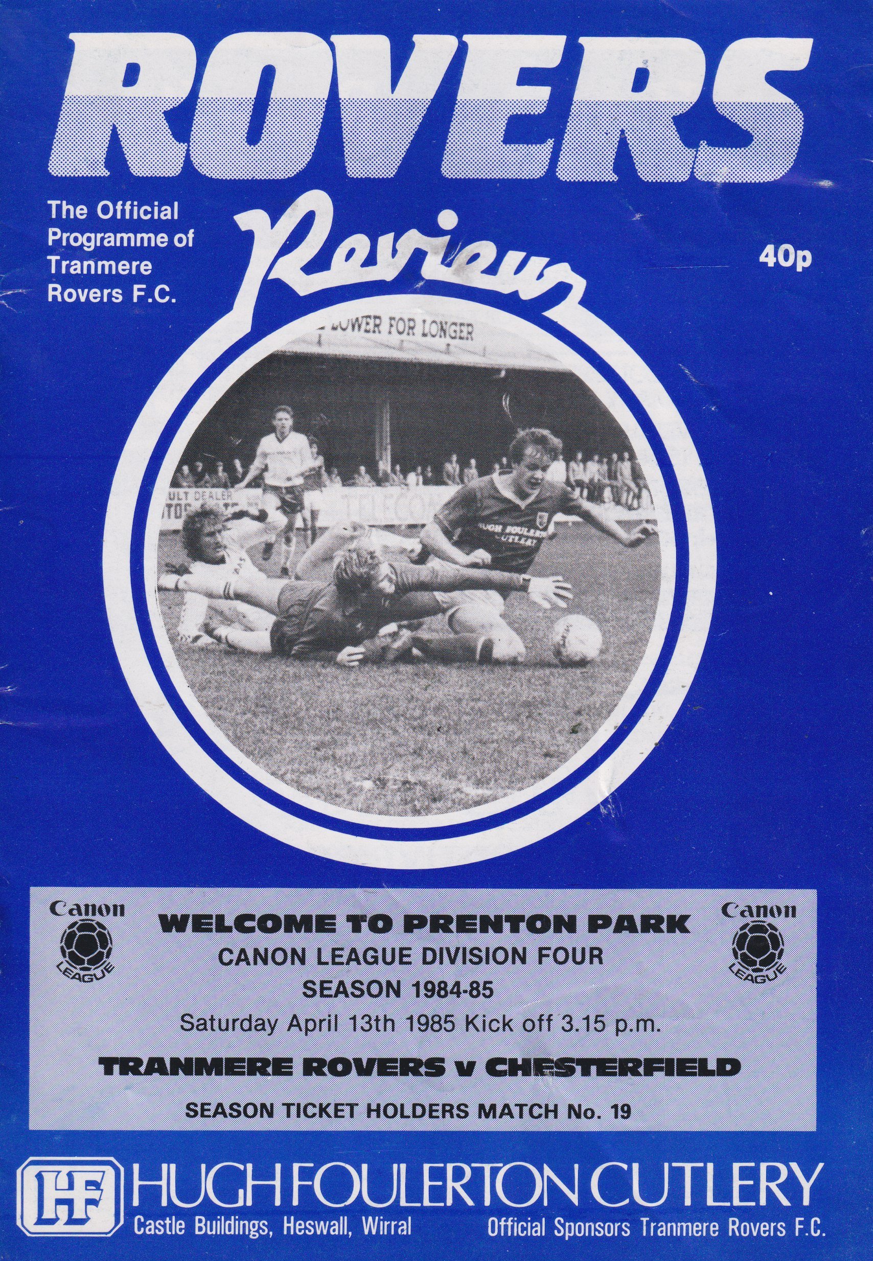 Tranmere Rovers v Chesterfield match programme